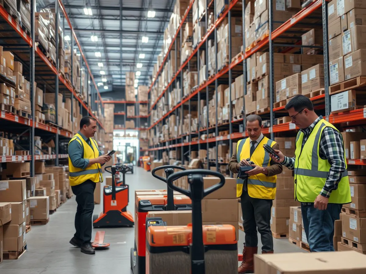 耀发仓储管理团队在高峰期进行库存扫描和现场管理